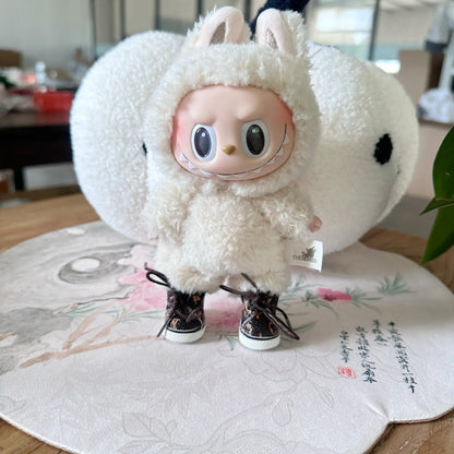 17CM LABUBU Doll Shoes – Lace-Up Printed Sneakers Pendant Accessory for Labubu Dolls