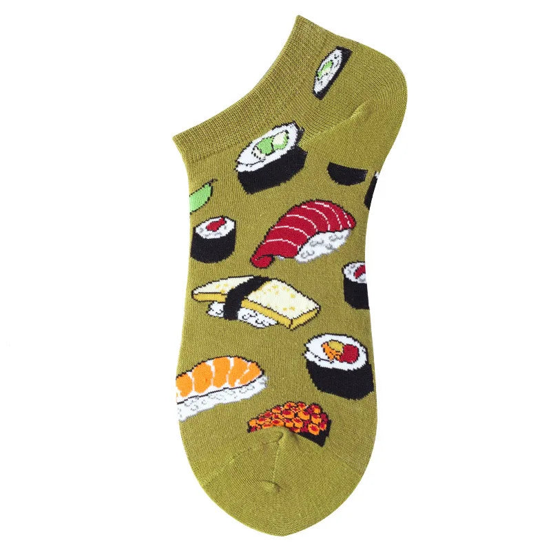 40-Style Colorful Cotton Ankle Socks – Fashion Novelty Short Socks for Men & Women, Funny Animal, Food & Avocado Casual Designs