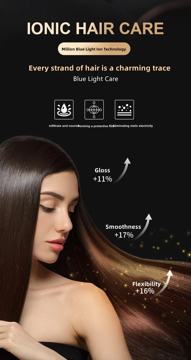 Professional Foldable Hair Dryer with Negative Ions & Blue Light – High Power Salon & Home Use