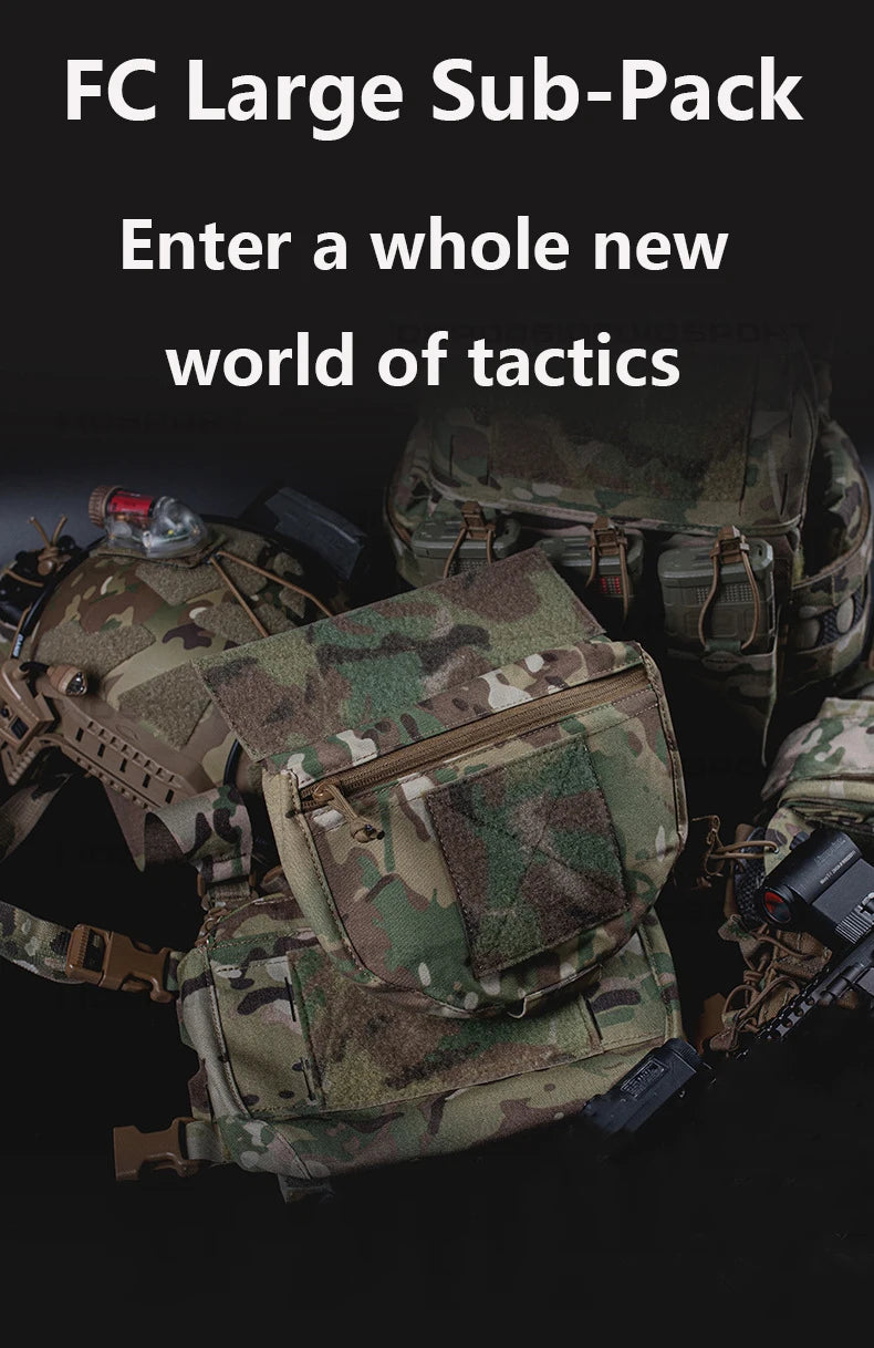 Outdoor Tactical JPC/CPC Vest – Large FC Sub-Pouch with Expanded Lower Belly MOLLE Tactical Chest Pouch