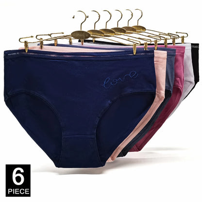 Women’s Cotton Briefs Set - Sexy Print Mid-Rise Plus Size Panties 2XL-4XL Soft Breathable Underwear 6Pcs