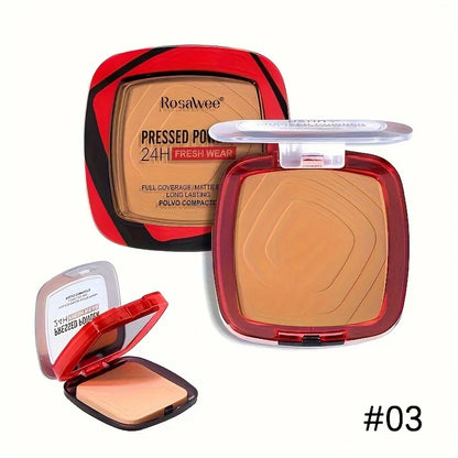 Full Coverage Pressed Powder Foundation with Puff – 24H Long Lasting Matte Oil Control Face Makeup for Smooth Flawless Finish