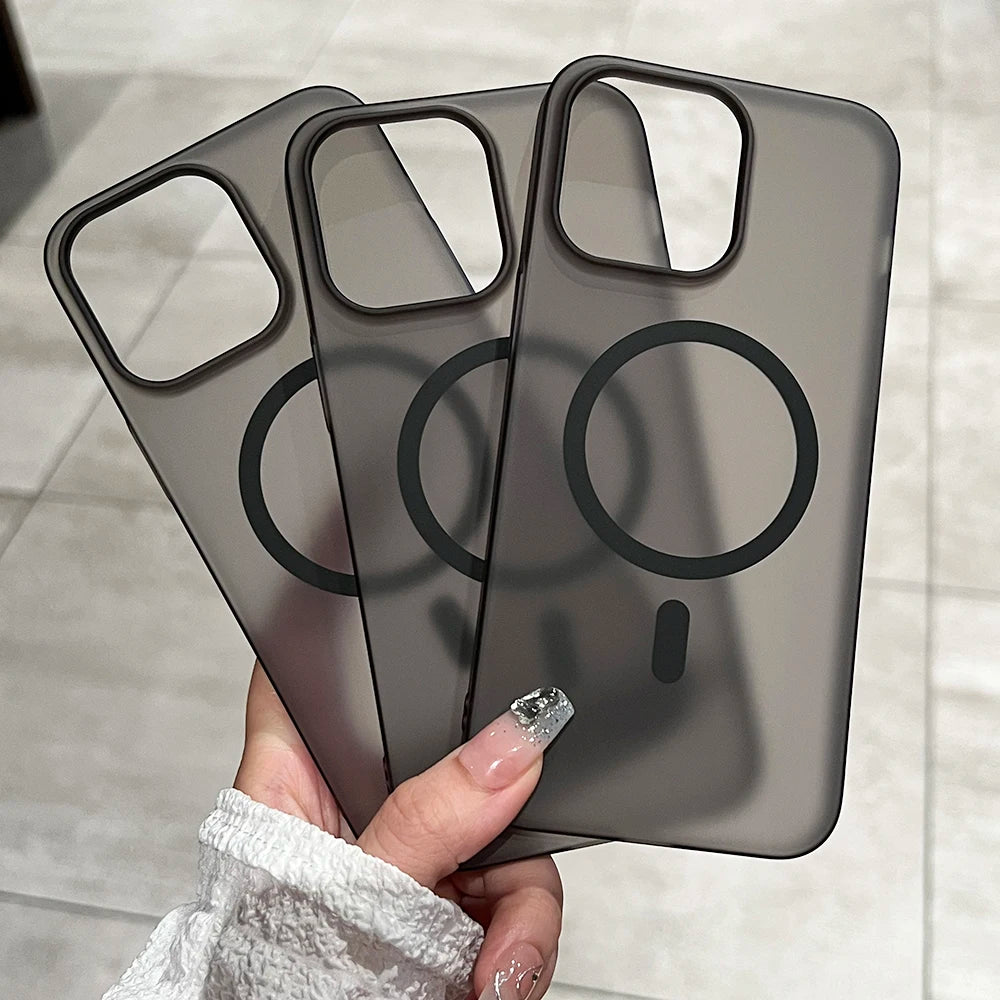 Matte Ultra-Thin iPhone Case – Hard PC Translucent Cover with MagSafe Magnetic Wireless Charging, Fits iPhone 11-17 Pro Max