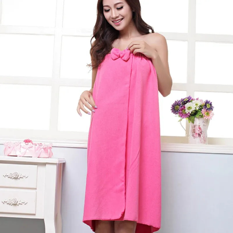 Women’s Sexy Microfiber Bath Towel Wrap – Super Absorbent Spa Bathrobe Body Bow Gown Towel