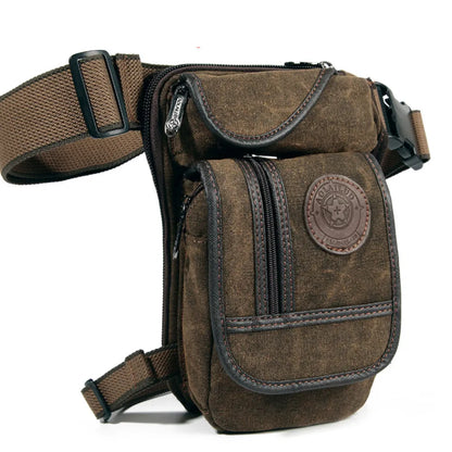 Men's Tactical Drop Leg Bag - Motorcycle Rider Waist Fanny Pack for Outdoor Sports - Military Messenger Crossbody Hip Bum Bag for Male Belt
