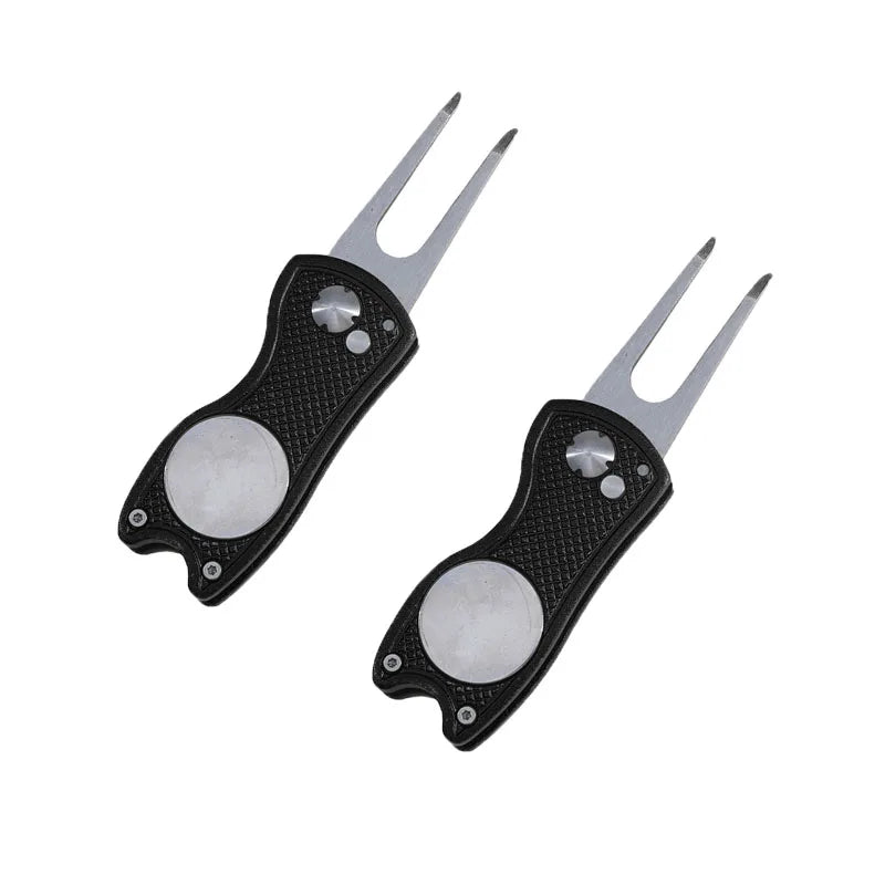 Foldable Golf Divot Repair Tool – Ball Marker & Groove Cleaner Putting Green Fork Accessory