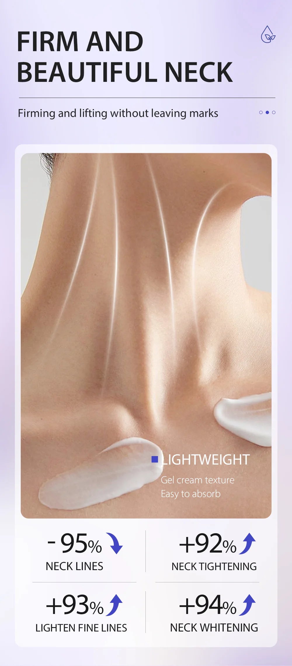 Neck Lift Cream — Firming, Tightening & Brightening, Reduces Fine Lines, Moisturizing & Smoothing Neck Care