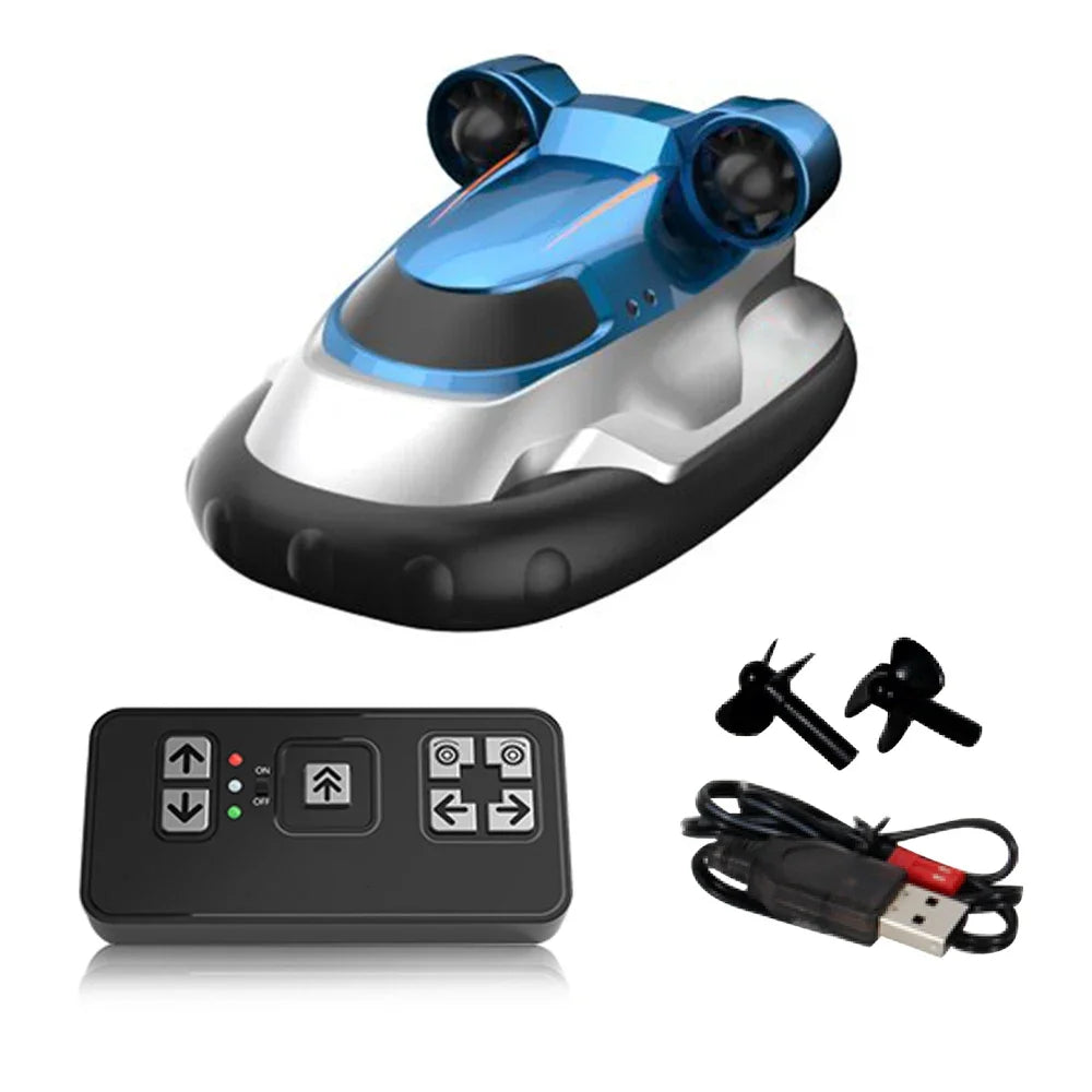Mini RC Hovercraft Boat - 2.4GHz High-Speed Remote Control Water Toy with LED Lights for Kids & Gifts