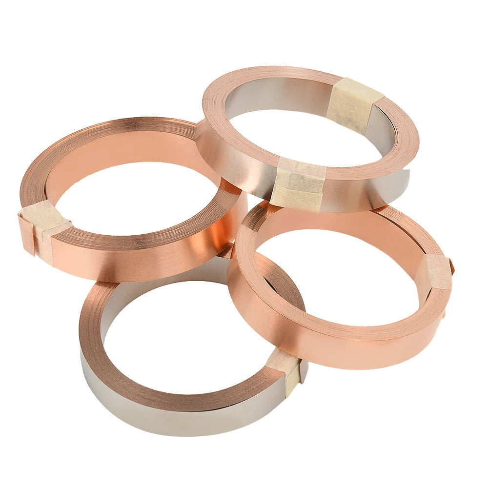5M T2 Pure Copper & Nickel Strip — 0.15mm/0.2mm Nickel-Plated Copper Belt for 18650, 26650, 21700 Lithium Battery Pack Spot Welding
