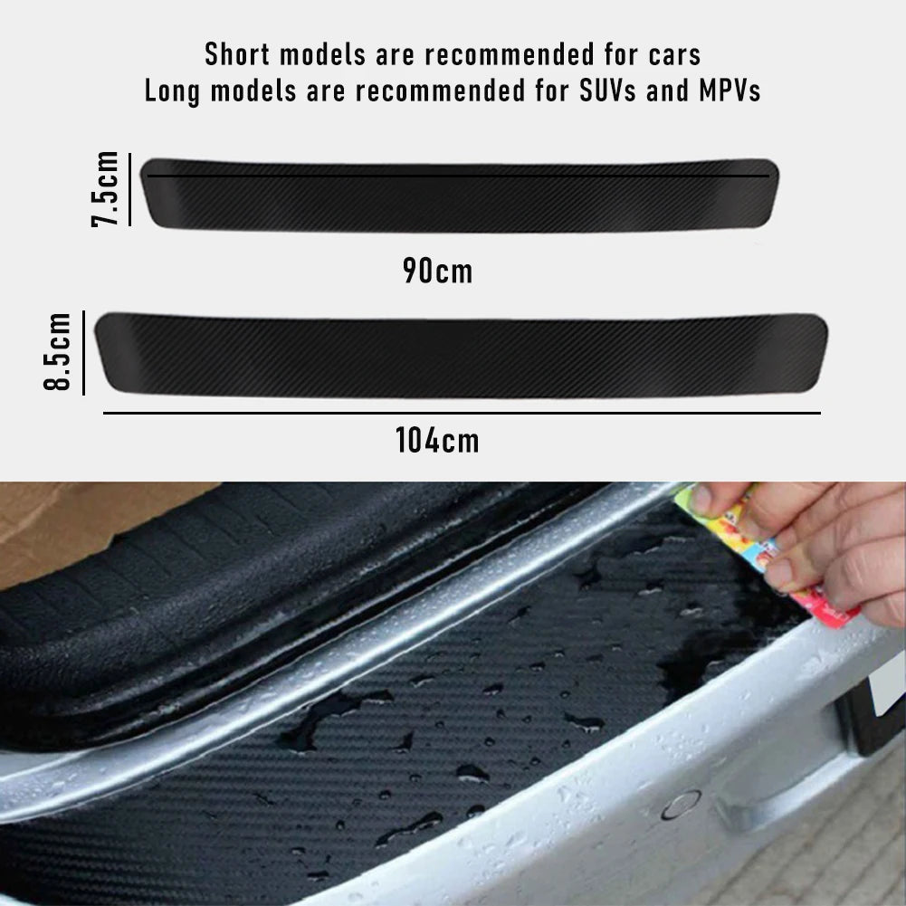 3D Carbon Fiber Trunk Guard Sticker - Universal Rear Bumper Scratch Protector Strip for Car Trunk & Door Sill Protection