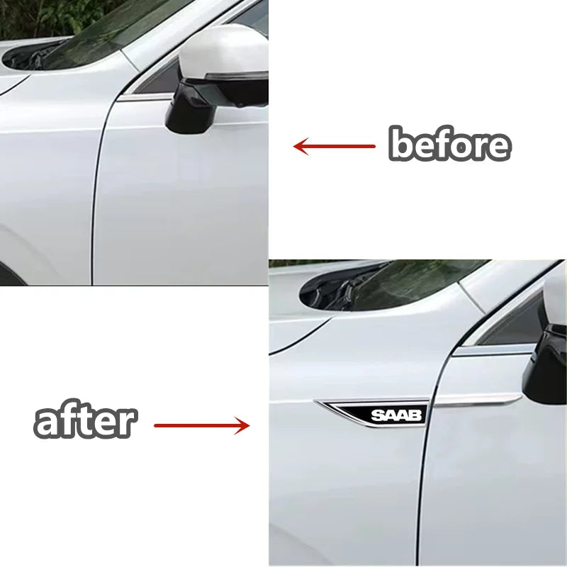 Stainless Steel Car Fender Side Blade Decal – Body Protective Sticker for SAAB 9-3, 9-5, 900, 9000