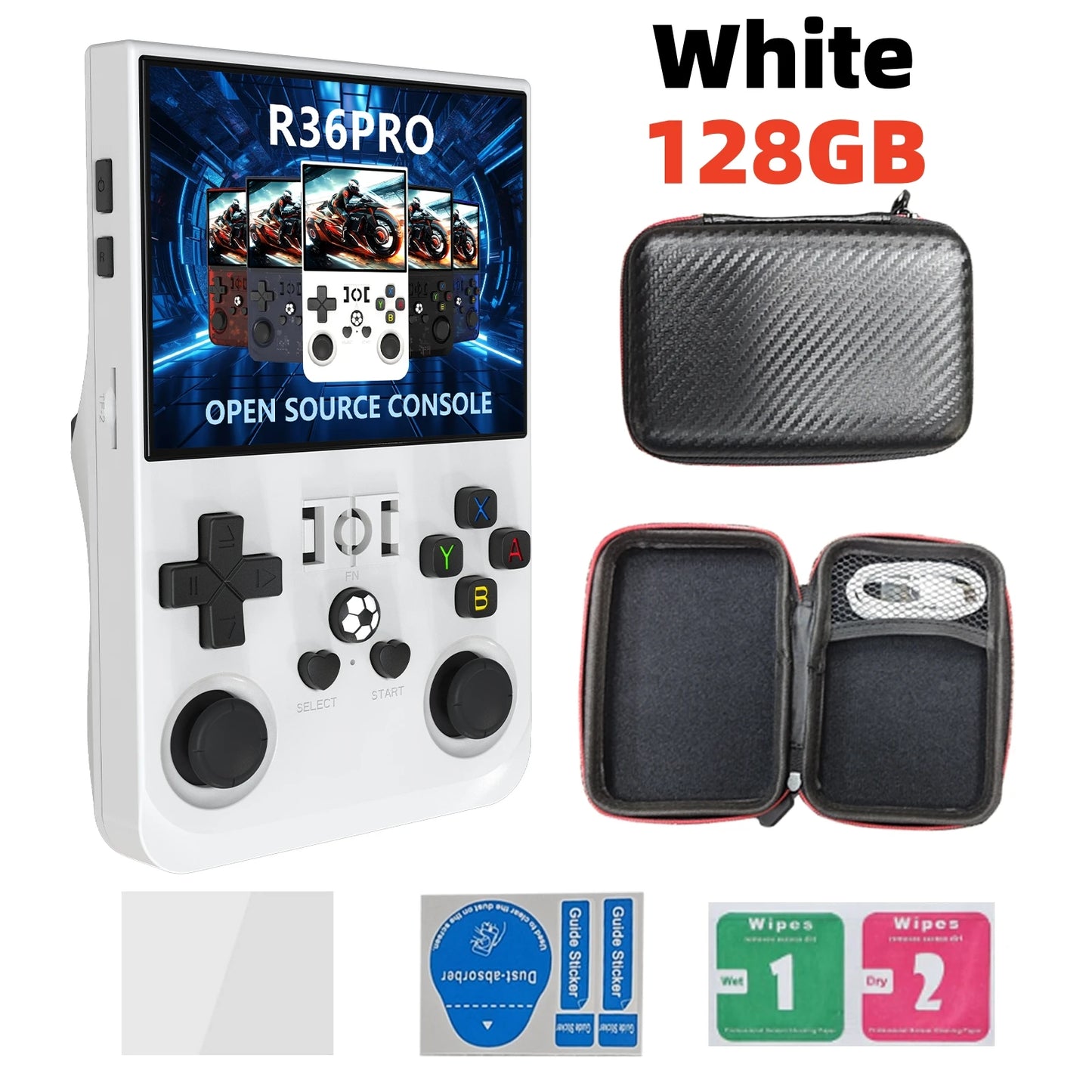 Open Source R36 PRO Retro Handheld Game Console 3.5" IPS Screen Linux Portable Player with 128GB Games
