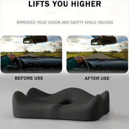 Memory Foam Seat Cushion - Lumbar Support Pad for Car, Office Chair & Desk Use