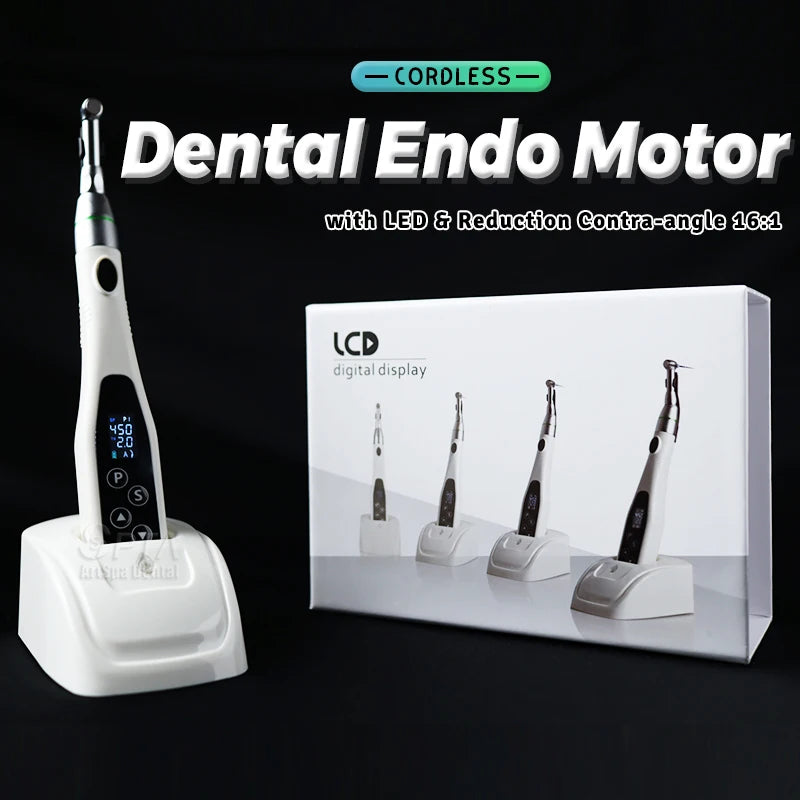 SPTA Cordless Dental Endo Motor – LED 16:1 Contra Angle with Reduction Head for Low-Speed Endodontic Treatment