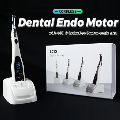 SPTA Cordless Dental Endo Motor – LED 16:1 Contra Angle with Reduction Head for Low-Speed Endodontic Treatment