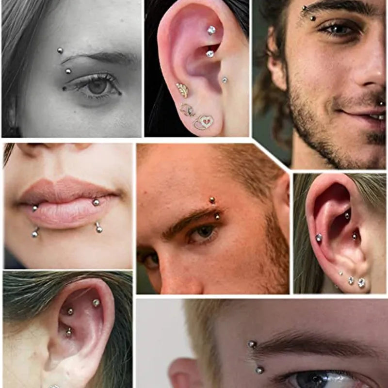 Crystal Curved Barbell Piercing Earrings – Daith, Helix, Tragus & Cartilage Body Jewelry Stud Ring