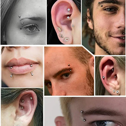 Crystal Curved Barbell Piercing Earrings – Daith, Helix, Tragus & Cartilage Body Jewelry Stud Ring