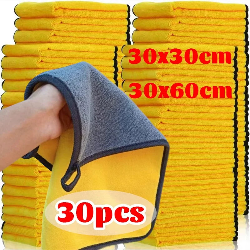 Car Nano Microfiber Cleaning Cloth Set (3–30pcs) – Ultra Soft Coral Fleece Towels for Car Wash, Detailing & Home Cleaning Use