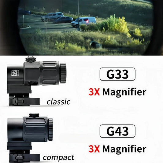 Tactical Magnifier Scope - G33/G43/G45 3X 5X Flip Mount Sight Accessory for Airsoft & Hunting