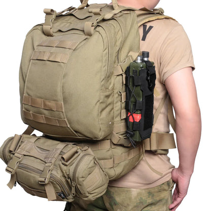 Tactical Radio Pouch - Molle Water Bag & Walkie Talkie Holder with Quick Release Buckle and Elastic Shock Cord. Magazine Pouch
