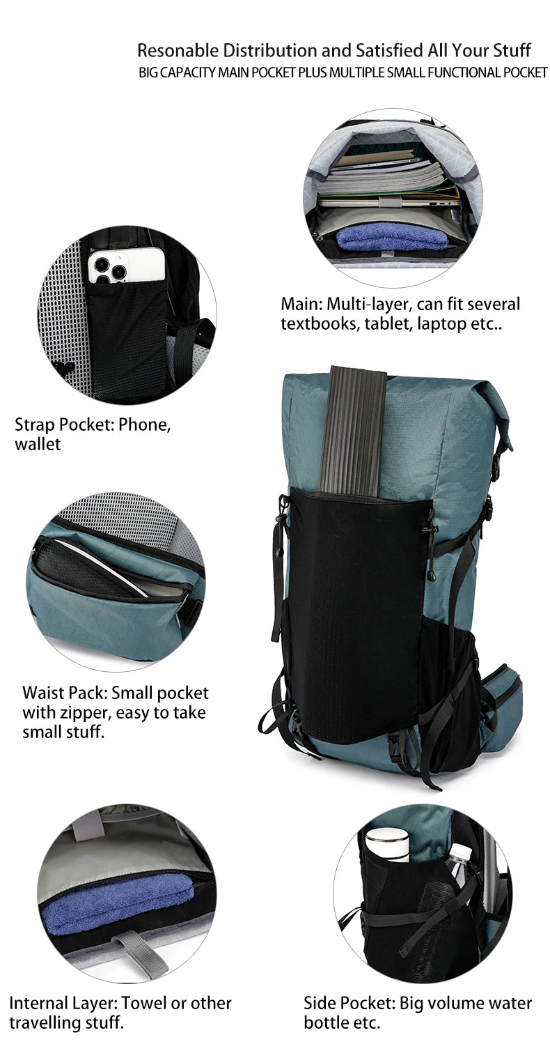 40L Outdoor Hiking Backpack – Waterproof Camping & Climbing Bag, Large Capacity Travel Backpack for Men & Women (2024 New)