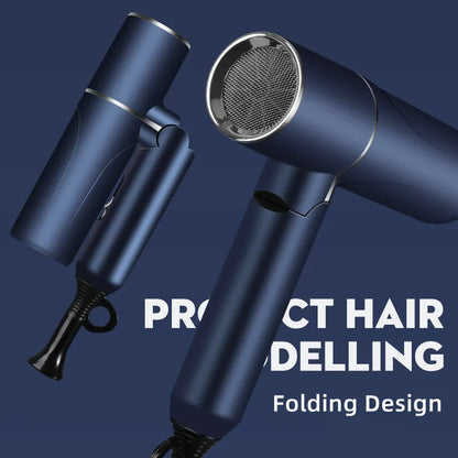 Professional Foldable Hair Dryer with Negative Ions & Blue Light – High Power Salon & Home Use