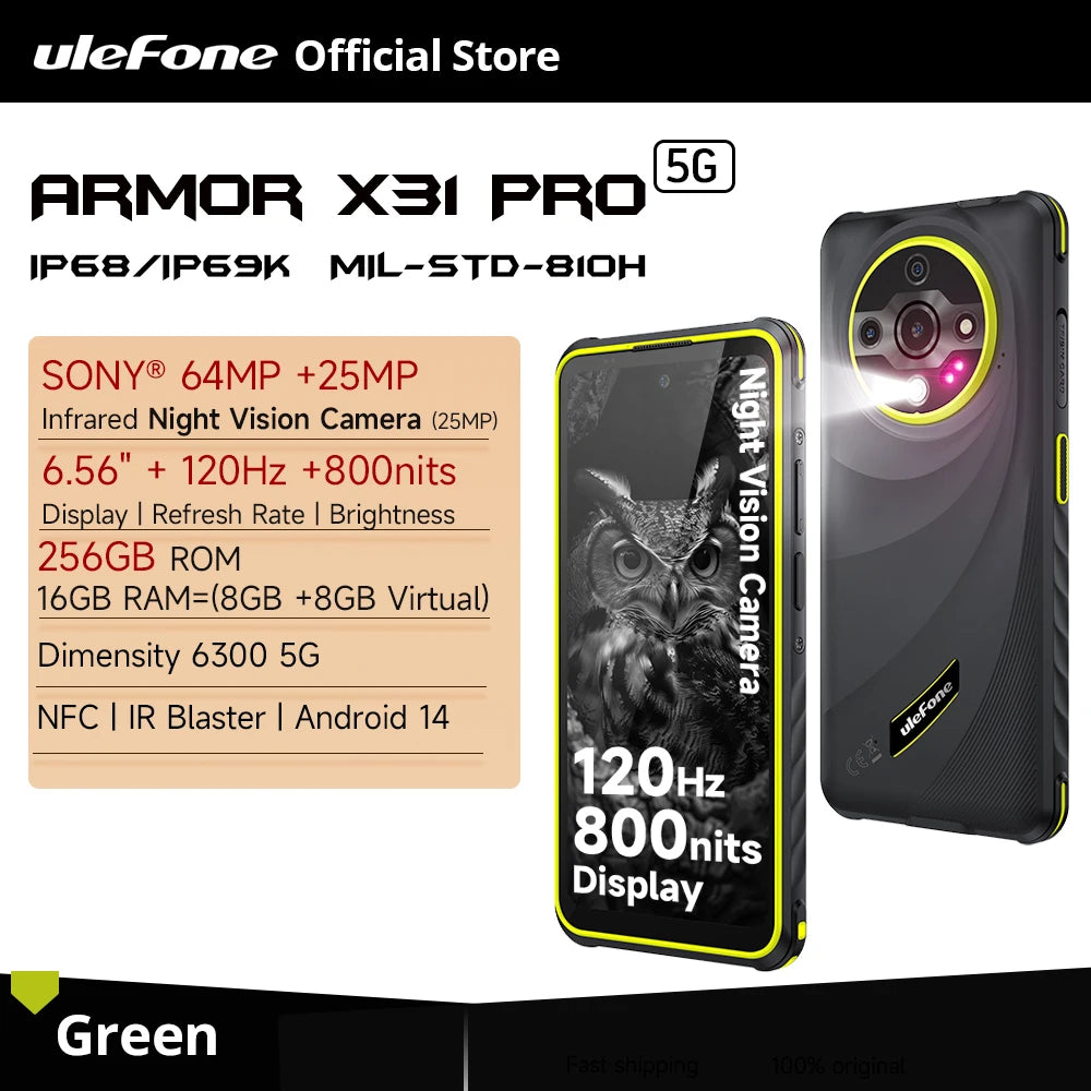 【World Premiere】Ulefone Armor X31 Pro 5G Rugged Smartphone – Android 14, 6.56” Display, 16GB+256GB, 64MP Night Camera, 6050mAh, NFC