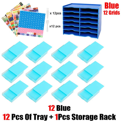 HOMFUN 5D Diamond Painting Tray Kit – 12/24/48 Slots with Storage Rack Organizer for Drill Plate Accessories