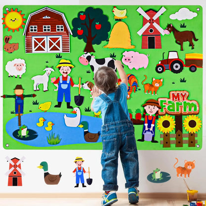 Farm Animals Felt Story Board Set – Interactive Early Learning Wall Puzzle Toys for Toddlers