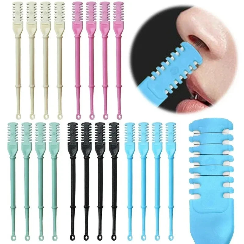 Manual Double Head Nose Hair Trimmer - Painless Portable Nostril Hair Remover & Ear Brow Grooming Tool