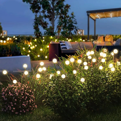 8 LED Solar Garden Lights - Waterproof Firefly Lights for Outdoor Patio Pathway Decoration - Warm White