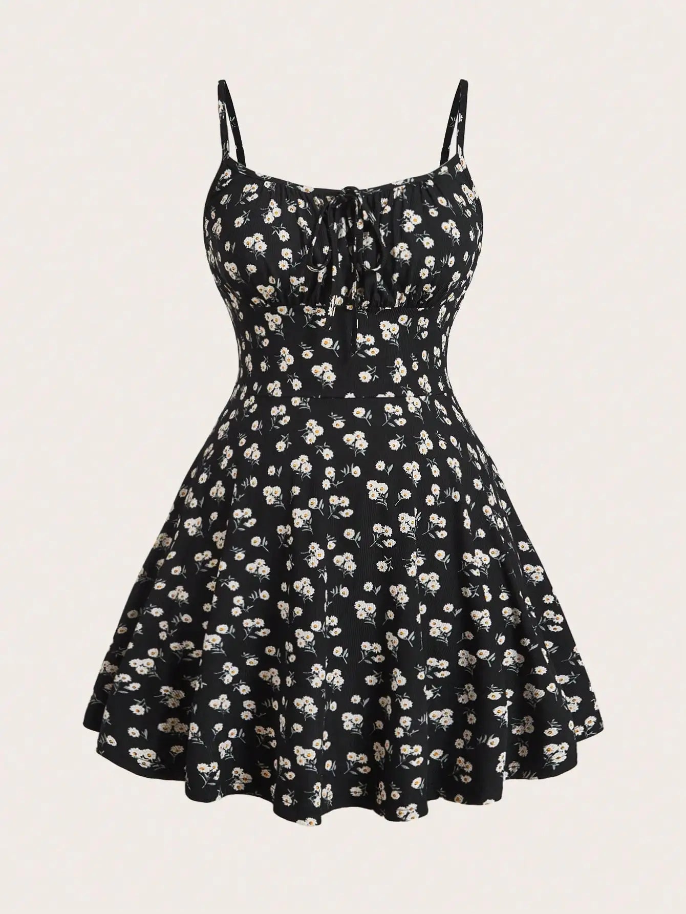 Women’s Floral Sleeveless Camisole Dress – Thin Strap Elegant Summer Fashion Sundress