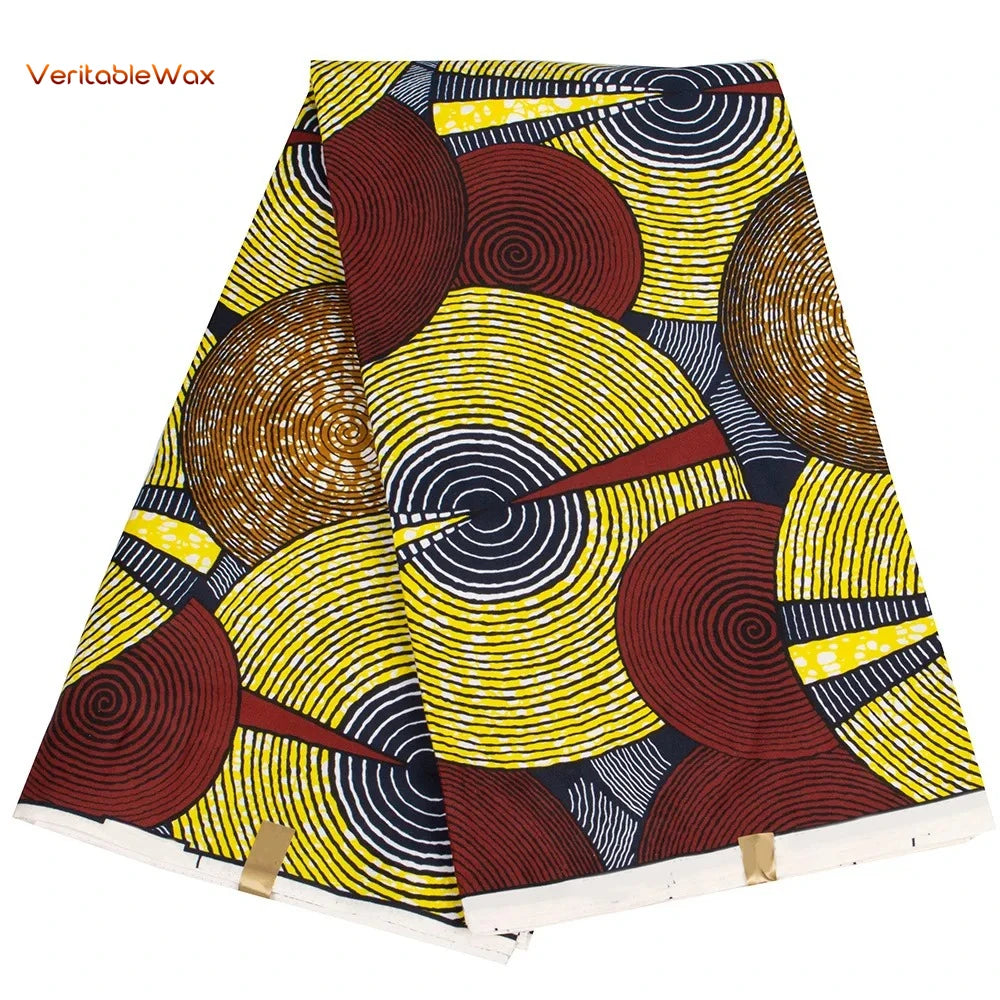 Ankara African Wax Print Fabric - Batik Pagne Polyester Material for DIY Sewing, Patchwork & Wedding Dress Craft