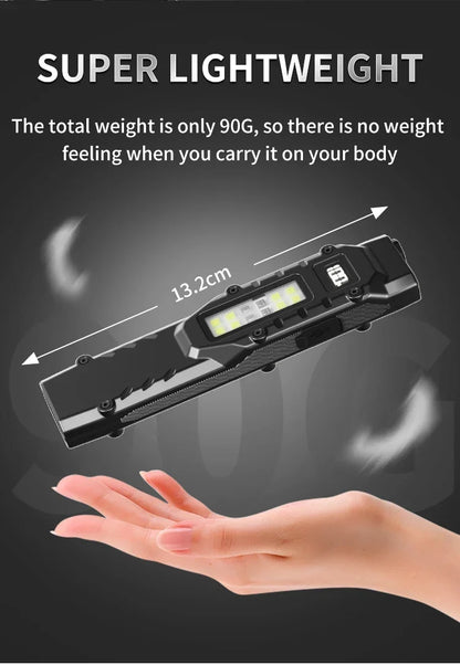 Tactical Triple-Light LED Flashlight – Ultra-Thin Aluminum Alloy EDC Rechargeable COB Work Light