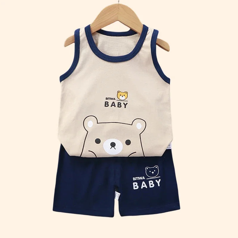 Kids Summer Vest & Shorts Set - Cotton Sleeveless T-Shirt Outfit for Boys & Girls