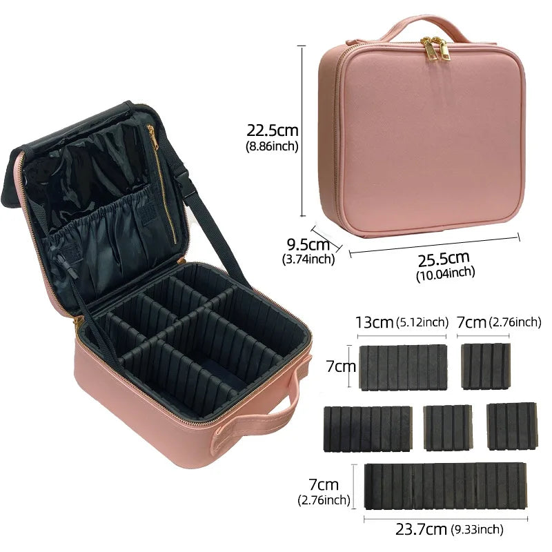 New PU Leather Cosmetic Bag for Women – Multi-Functional Portable Travel Makeup Storage Case