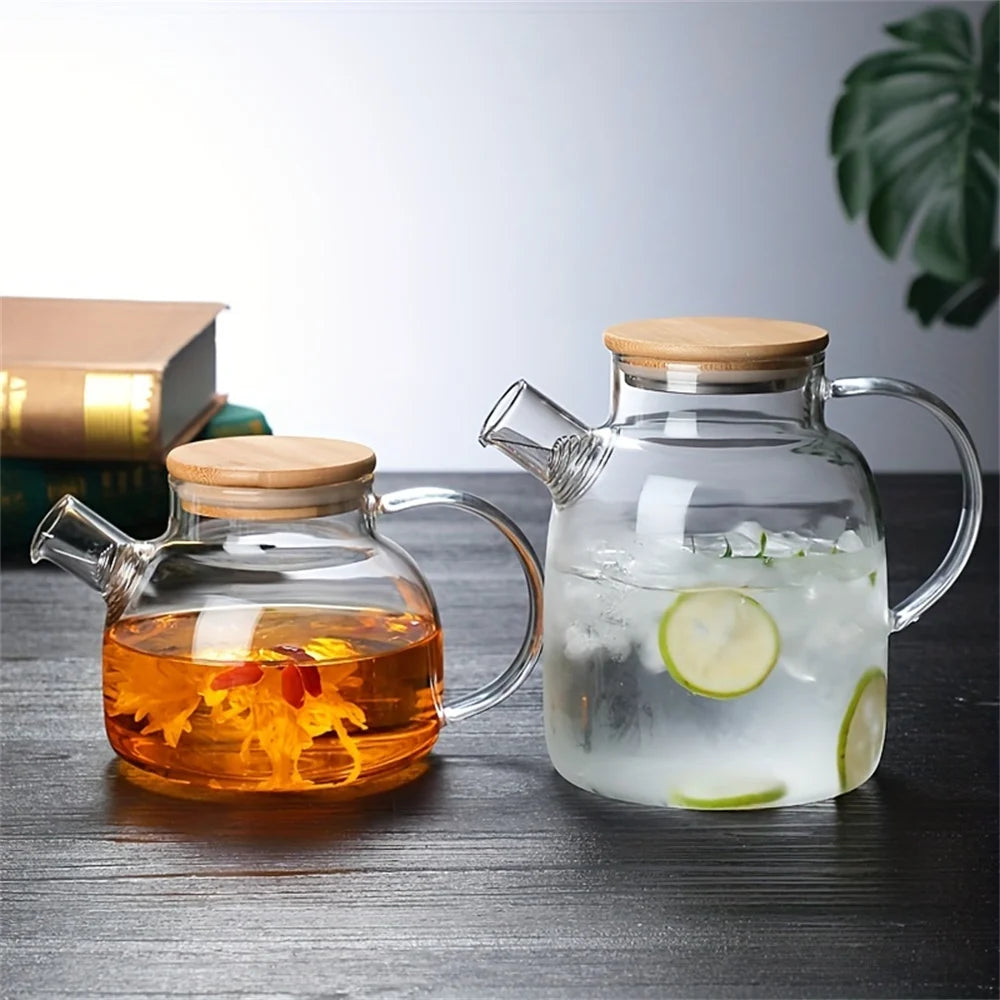 Large Capacity Heat-Resistant Glass Teapot Kettle for Hot & Iced Tea – 1L/1.8L