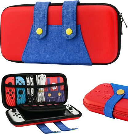 EVA Storage Case for Nintendo Switch/OLED, Portable Carrying Case with 10 Game Holders, Cute Mario Design