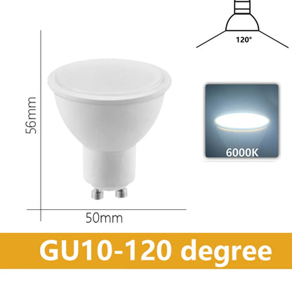 6PCS GU10 LED Spotlights AC175–265V – 3W/6W/9W/12W No Flicker Bulbs, 120°/38° Beam, Halogen Replacement