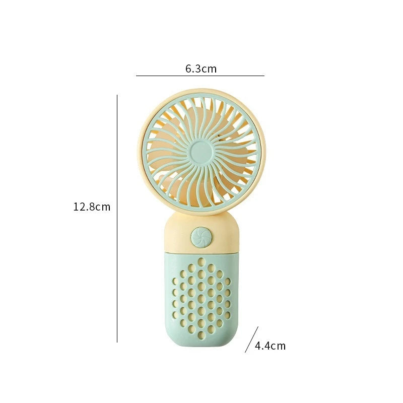 Mini Cartoon USB Handheld Fan – Portable Pocket-Sized Charging Fan for Home, Office, Outdoor & Student Dorm Use