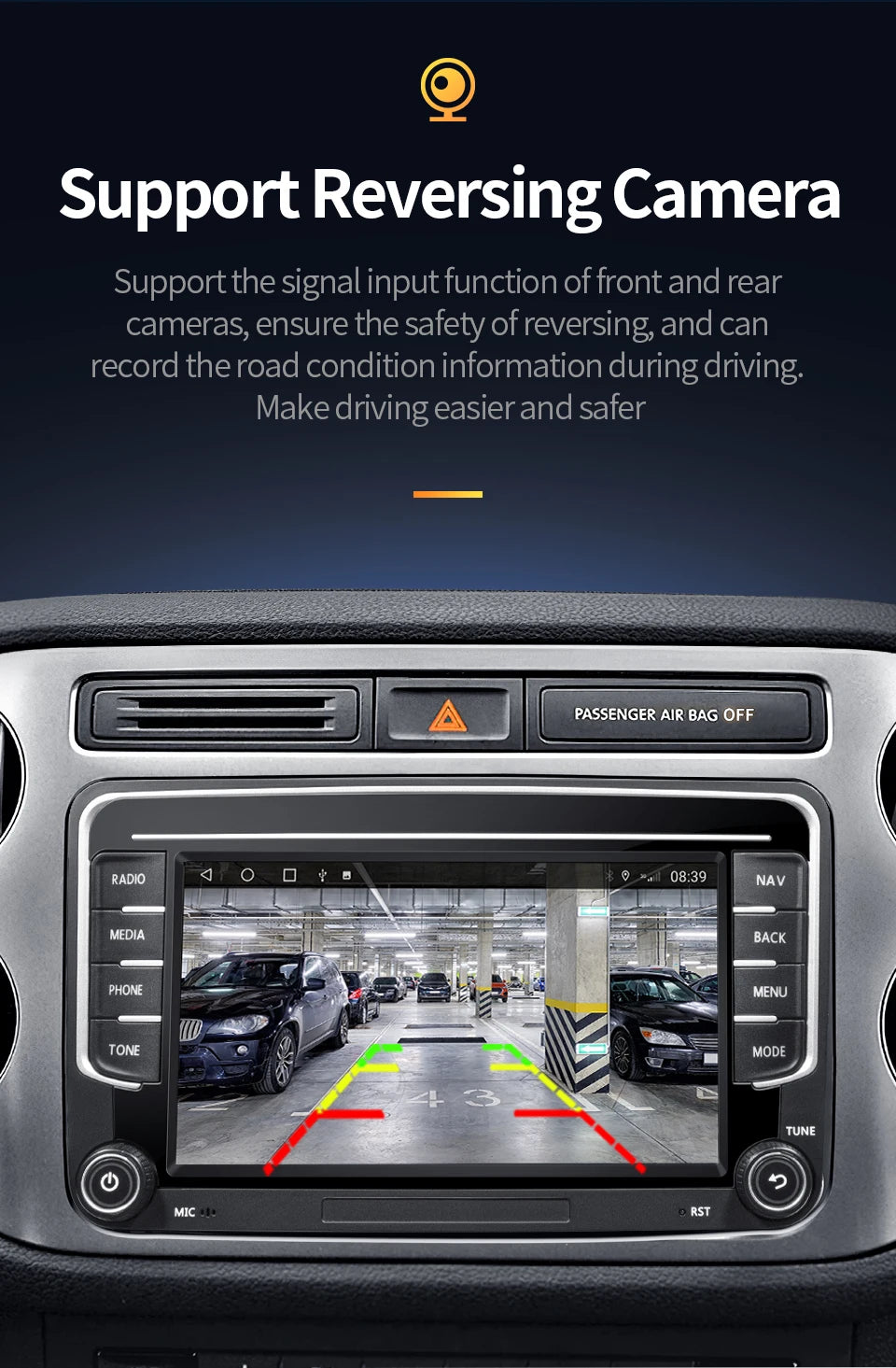 GRANDnavi Android 13 Car Radio GPS - 2Din Multimedia Player for VW, Skoda Octavia, Golf 5/6, Passat B6, Polo, Jetta