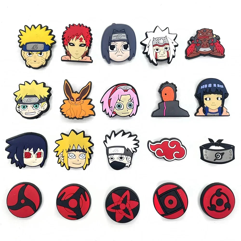 20Pcs Naruto Anime Shoe Charms – Kawaii PVC Badges for Sandals, DIY Accessories & Kids Christmas Gift
