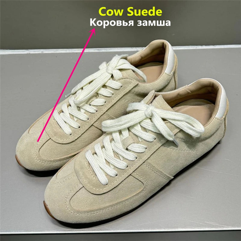MORAZORA Women’s Luxury Cow Suede Sneakers – 5 Solid Colors, Casual Flats for Fashionable Footwear