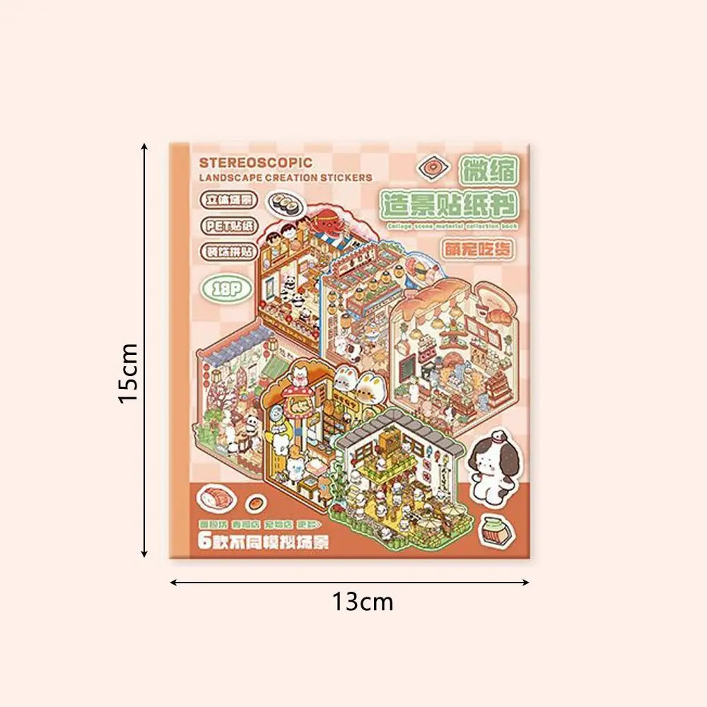 3D Cabin Scene Sticker Book - Layered Cartoon Scene Stickers for DIY Crafts, Creative Play, and Collecting