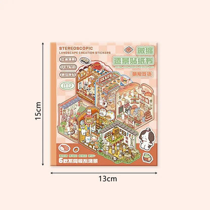 3D Cabin Scene Sticker Book - Layered Cartoon Scene Stickers for DIY Crafts, Creative Play, and Collecting