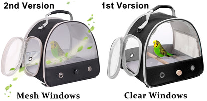 Portable Clear Bird Parrot Transport Cage - Breathable Bird Carrier Travel Bag with Small Pet Access Window, Collapsible Outdoor Bag