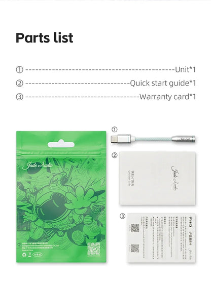 FIIO JadeAudio JA11 USB-C to 3.5mm Headphone Adapter — Hi-Res DAC Audio Cable for Phones