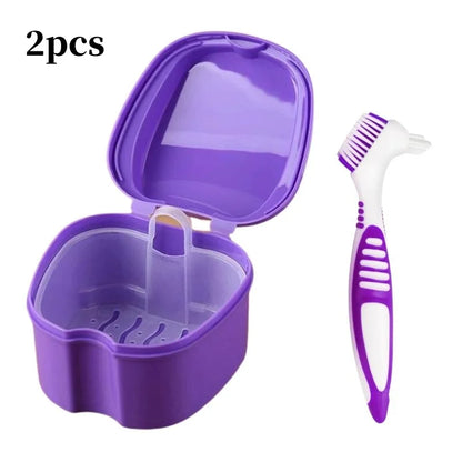 Dental Retainer Storage Case - 2-Piece Orthodontic Mouth Guard and Denture Organizer Box for Oral Care Accessories