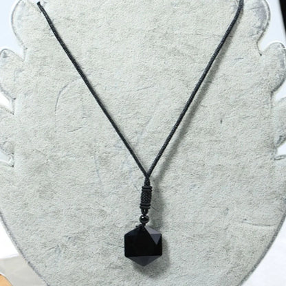 Obsidian Hexagram Pendant Necklace – Black Protection Amulet Jewelry for Men & Women