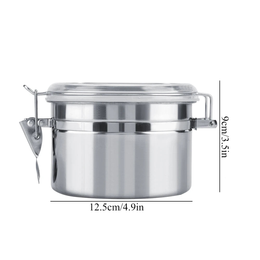 Stainless Steel Vacuum-Sealed Coffee Container – Beans Storage Jar for Home & Kitchen, 800-1800ml Options
